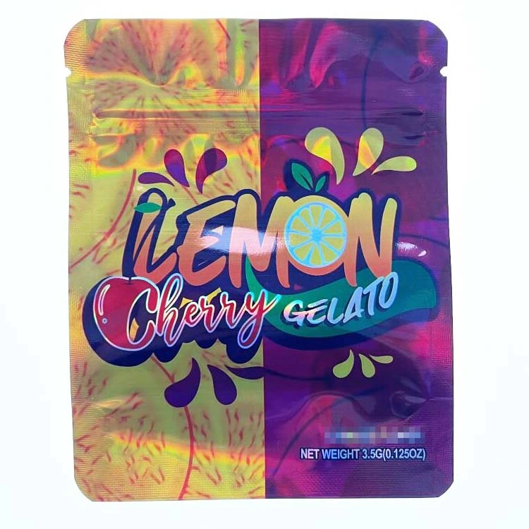 Custom Printed Small Holographic Ziplock Rainbow Laser Plastic Mylar Packaging Zipper Pouch Bag
