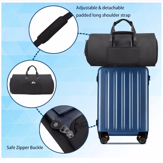 ショルダーストラップ付きコンバーチブルガーメントバッグ シューズコンパートメント機内持ち込みトラベルスーツバッグ 2 in 1 ガーメントダッフルバッグ